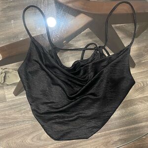 Black Women's Rouched Crop Top